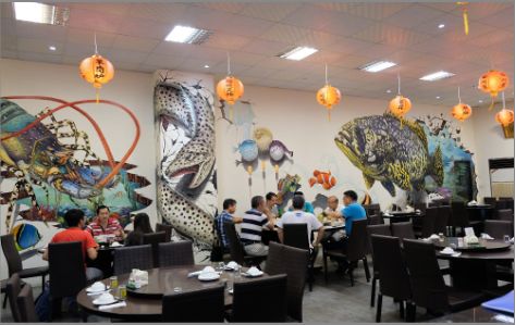 阆中海鲜餐厅墙体彩绘